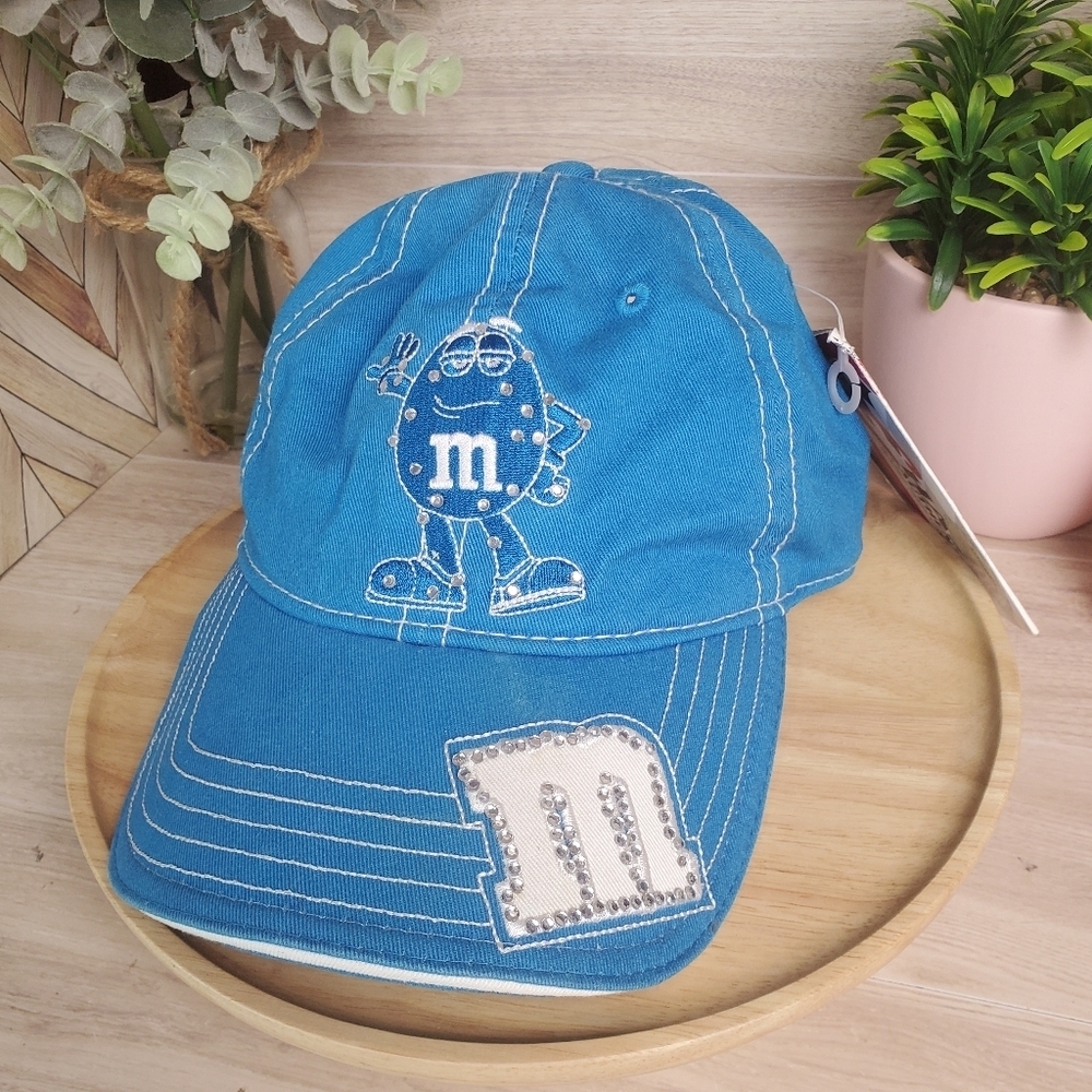 M and M Blue Rhinestone Ball Cap Robert Yates Racing NASCAR 38